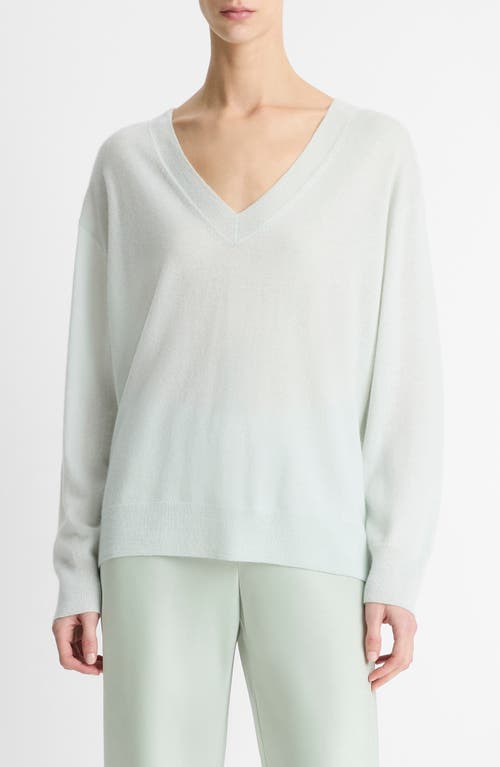 Vince Silk Blend V Neck Sweater In Sky Mist In Aqua Dew