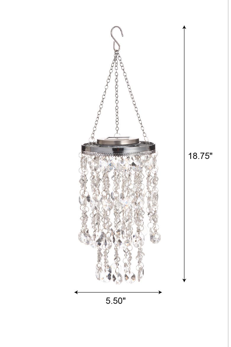 Solar Lighted Acrylic Jewel Beaded Wind Chime or Chandelier Hanging Decor, Alternate, color, White