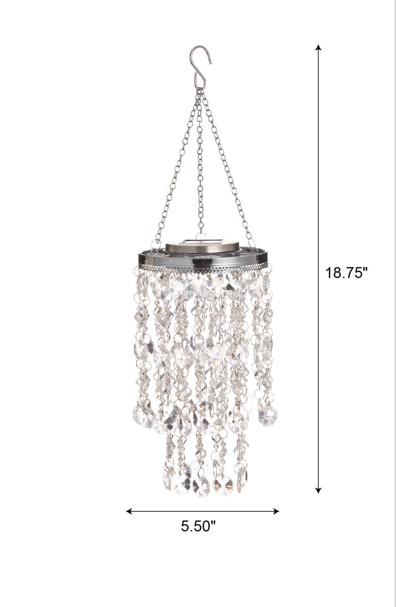 Glitzhome Solar Lighted Acrylic Jewel Beaded Wind Chime or Chandelier Hanging Decor, Alternate, color, White