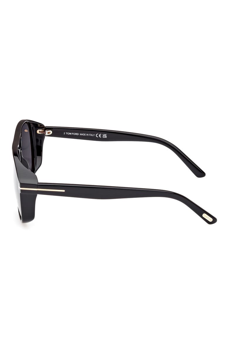 Rosco 58mm Navigator Sunglasses, Alternate, color, SHINY BLACK / LOGO / SMOKE