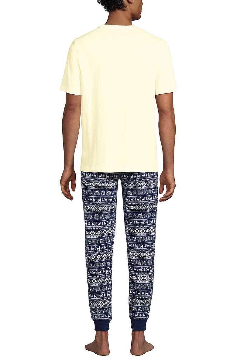 Lands' End Knit Jersey Pajama Sleep Set, Alternate, color, Deep Sea Deer Fairisle