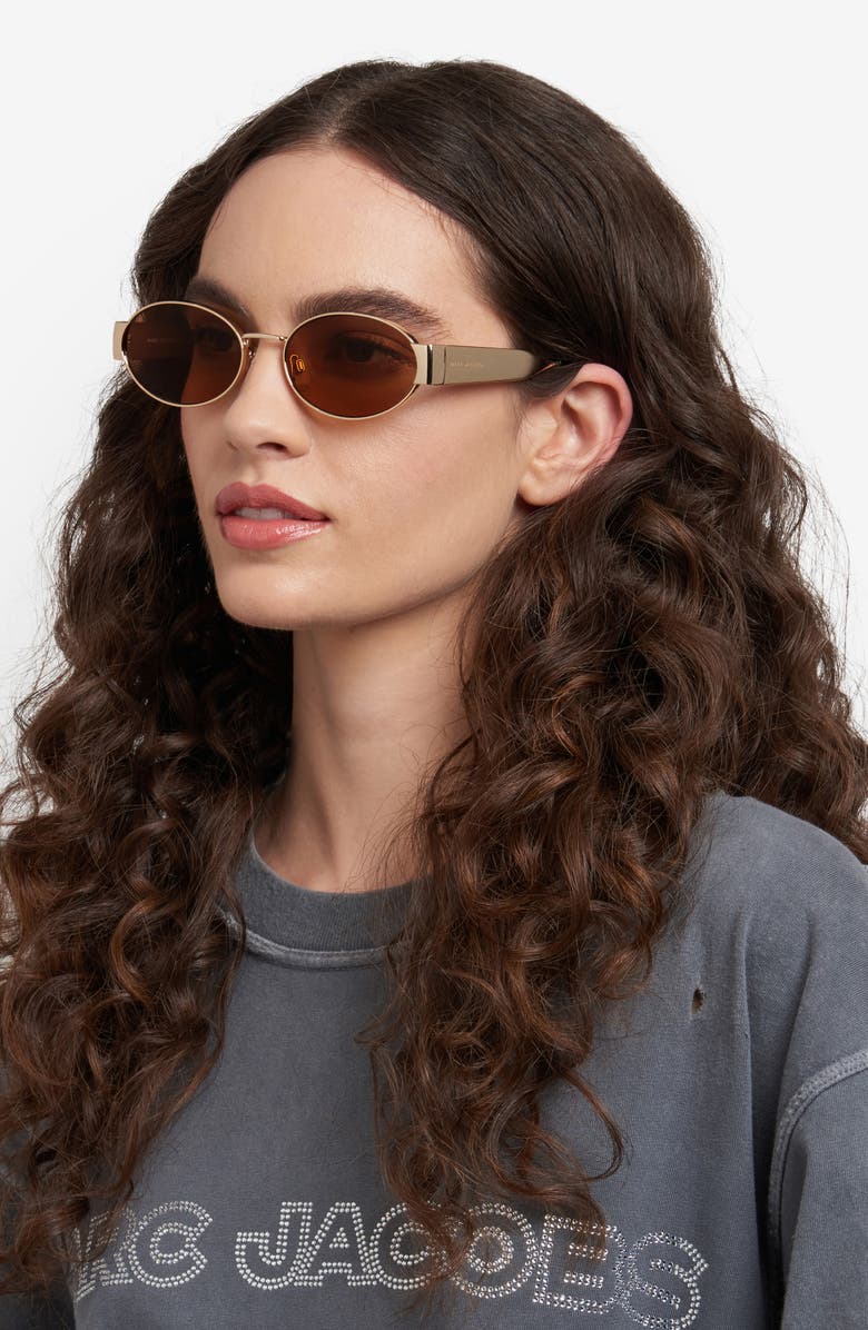 Marc Jacobs 58mm Oval Sunglasses, Alternate, color, Gold Brown