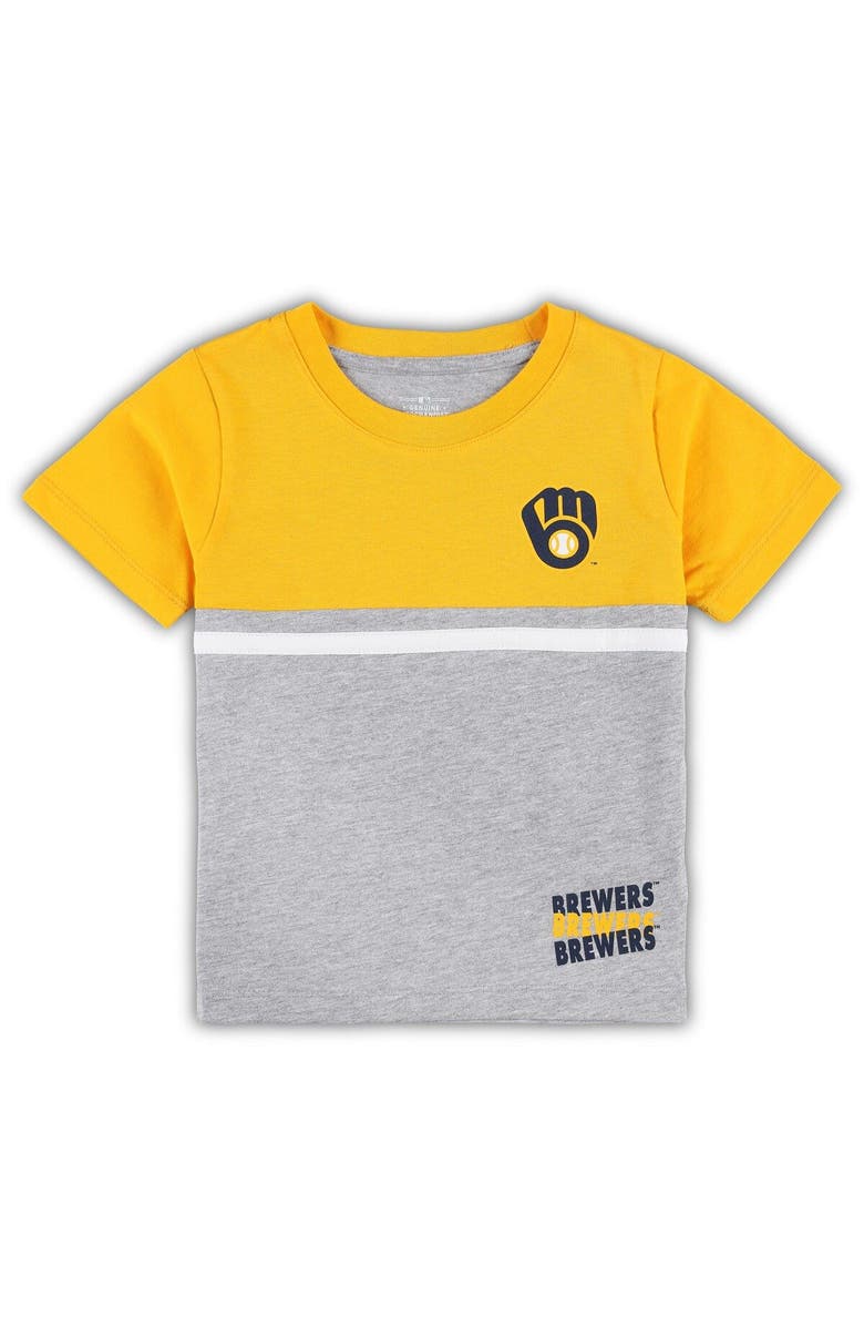 Outerstuff Toddler Navy/Gold Milwaukee Brewers Batters Box T-Shirt & Pants Set, Alternate, color,