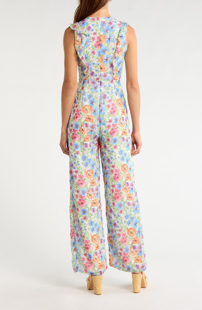 SUGARLIPS Ezia Ruffle Sleeveless Jumpsuit, Alternate, color, Blue-Pink-Yellow