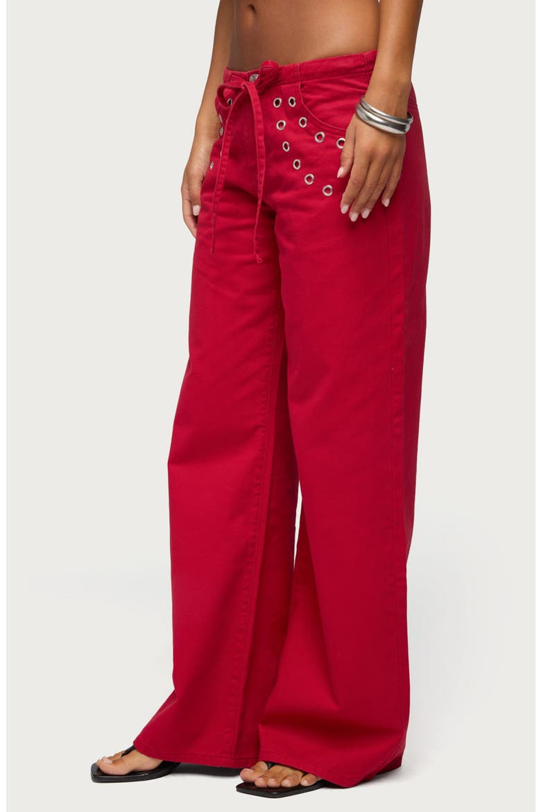 Kala Grommet Low Rise Baggy Jeans, Alternate, color, BURGUNDY