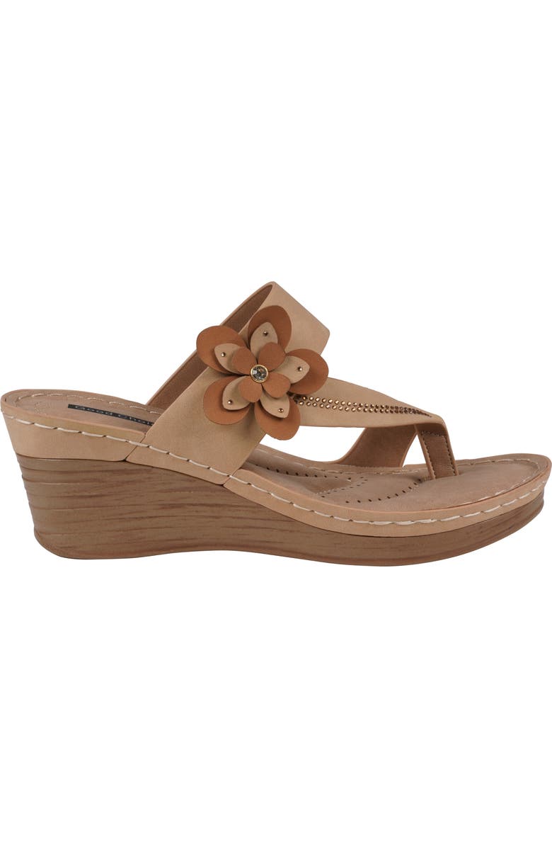 GC SHOES Taryn Flower Wedge Sandal, Alternate, color, Tan