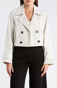 T Tahari Double Breasted Crop Trench