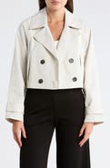 T Tahari Double Breasted Crop Trench