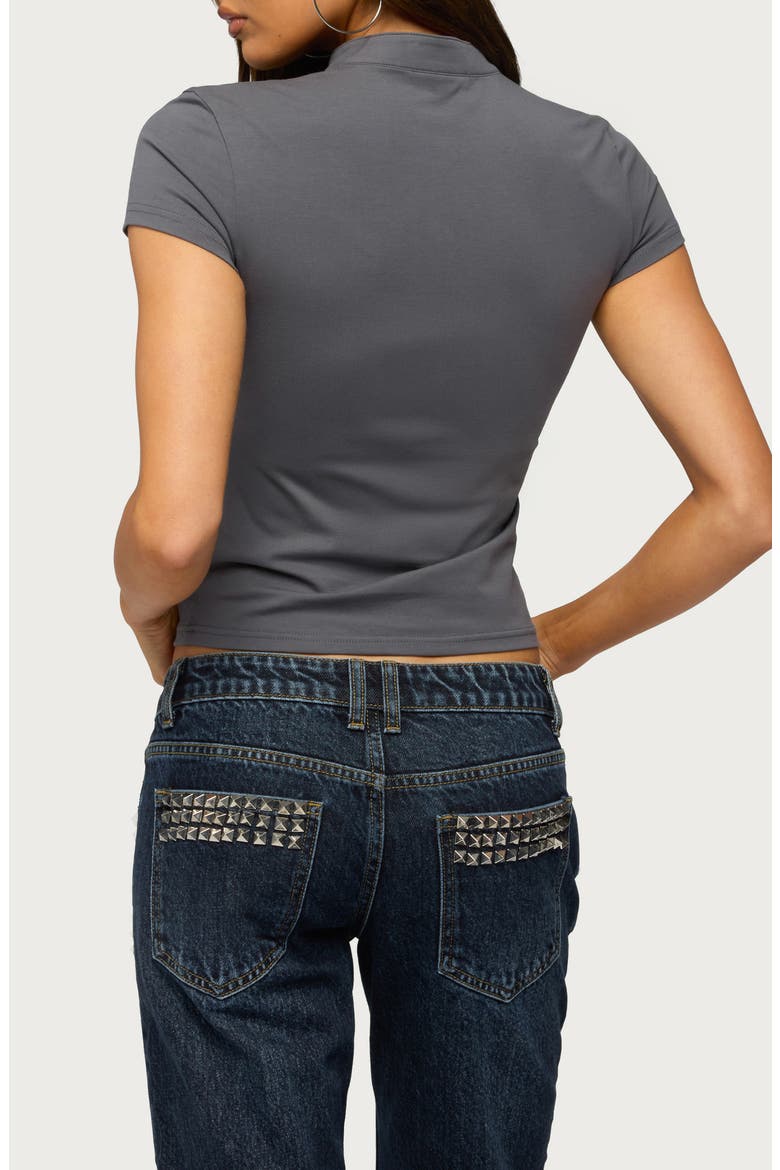 Magnus High Neck Keyhole Top, Alternate, color, GRAY