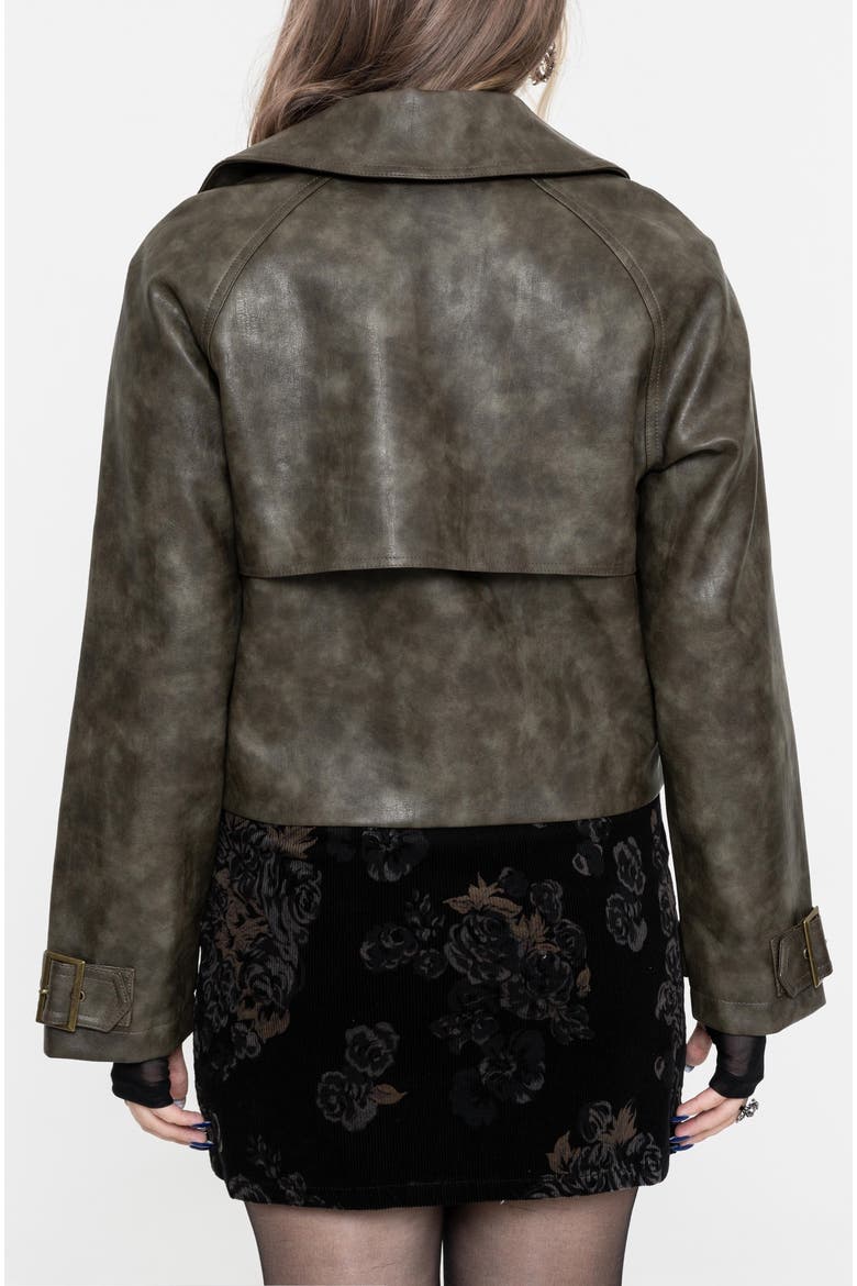 Fleux Faux Leather Cropped Trench Jacket, Alternate, color, Brown