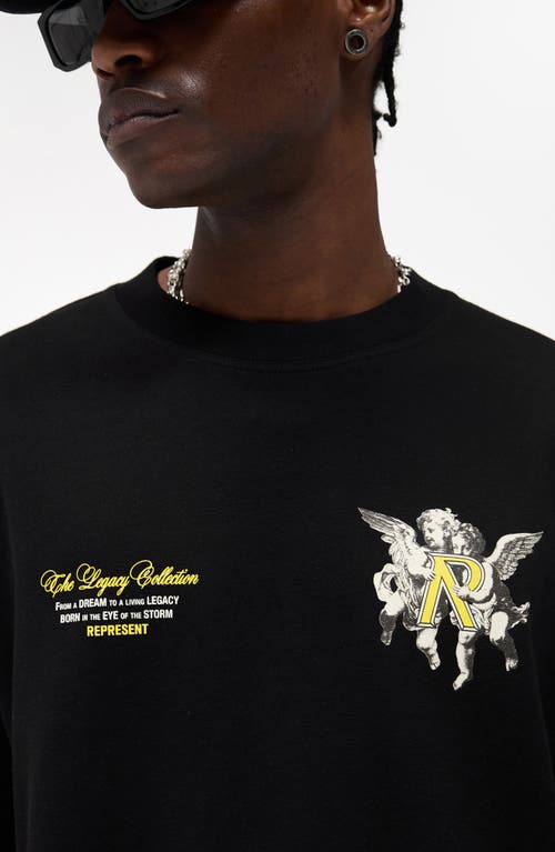 Represent Legacy Cherubs Cotton Graphic T-shirt In Black