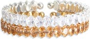 Cara Set of 2 Cubic Zirconia & Crystal Cuff Bracelets