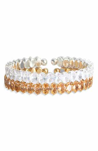 Cara Set of 2 Cubic Zirconia & Crystal Cuff Bracelets