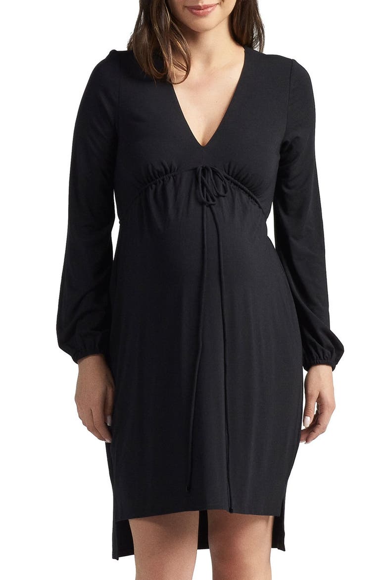 Mellany Maternity Dress, Main, color, BLACK
