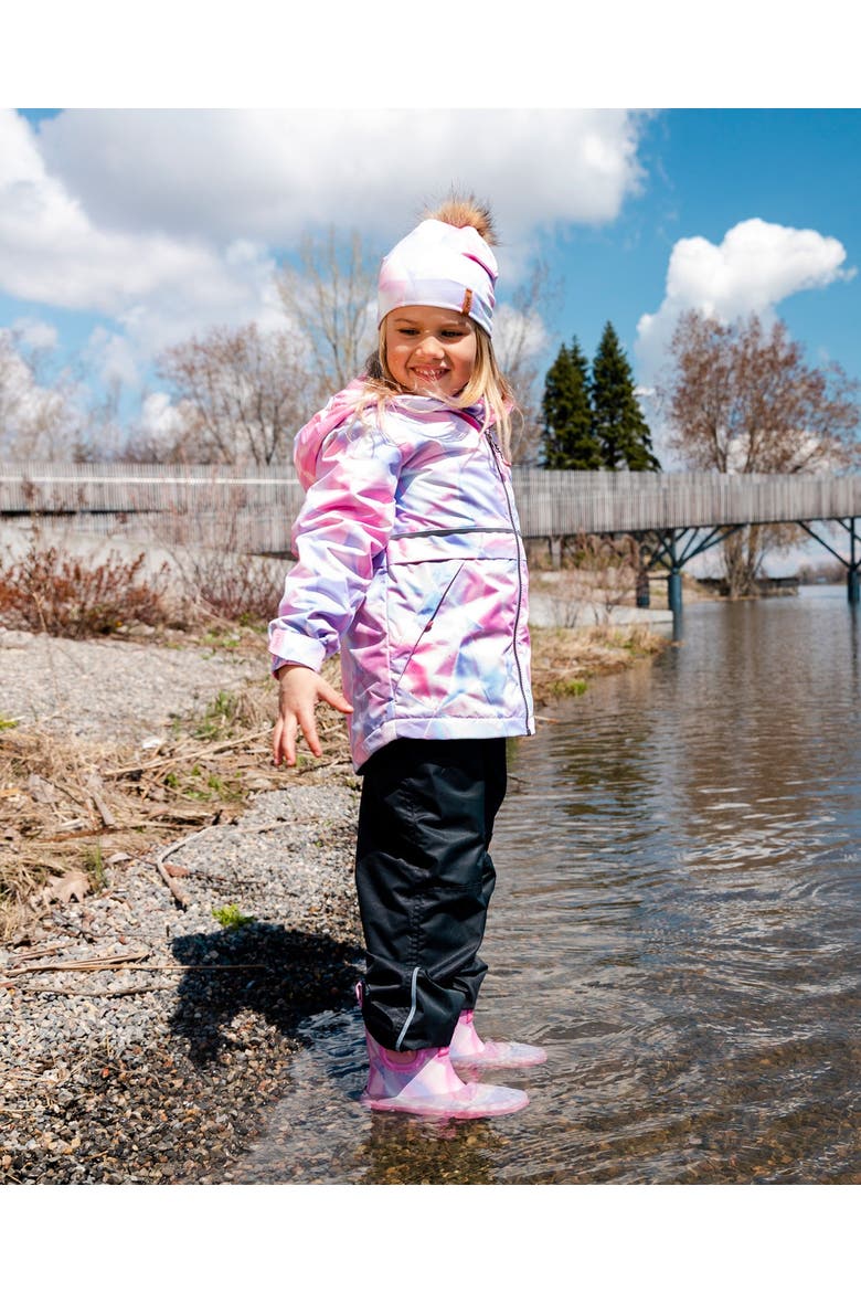 Little Girl's Two Piece Printed Coat And Pant Mid-Season Set Printed Foil Pastel And Black, Alternate, color, Printed Foil Pastel And Black