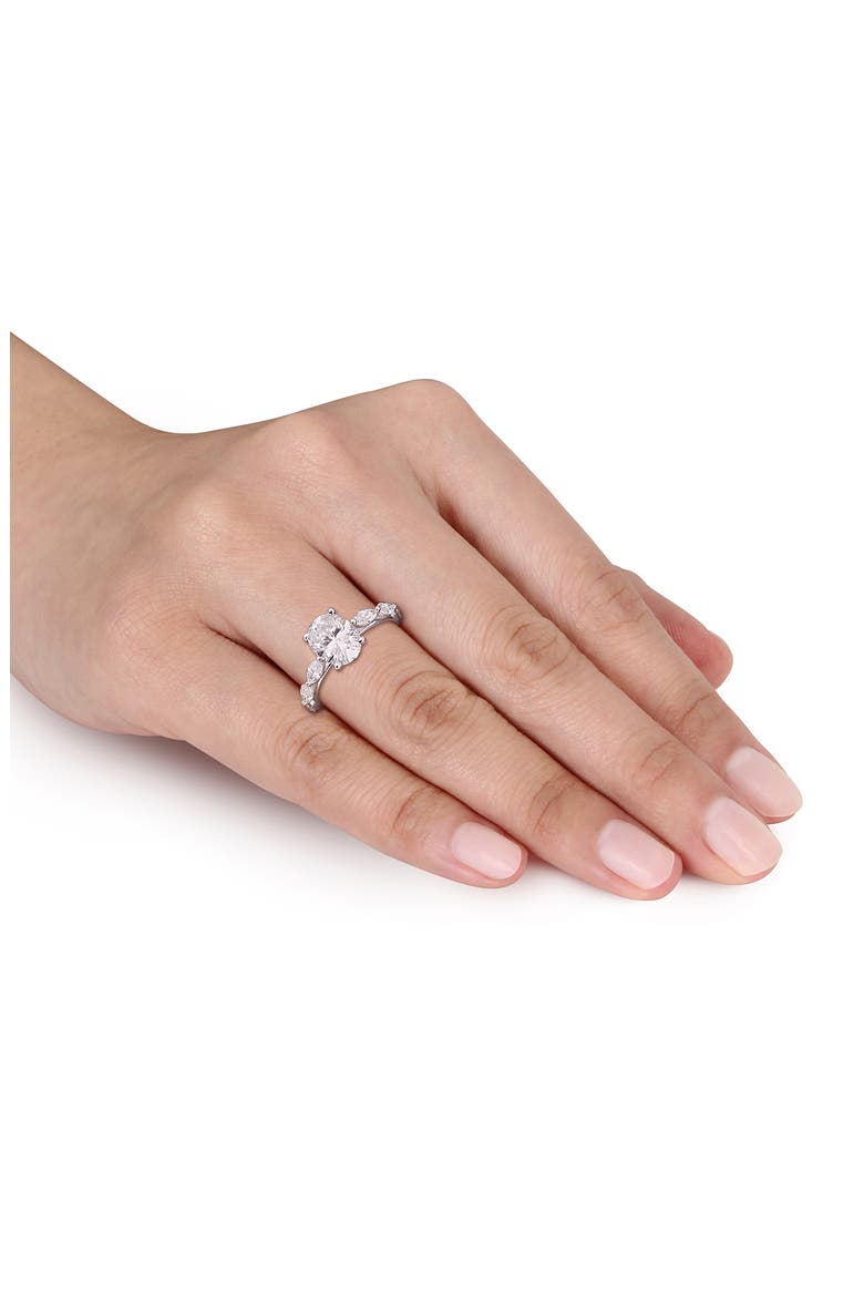 Created Moissanite Ring, Alternate, color, SILVER