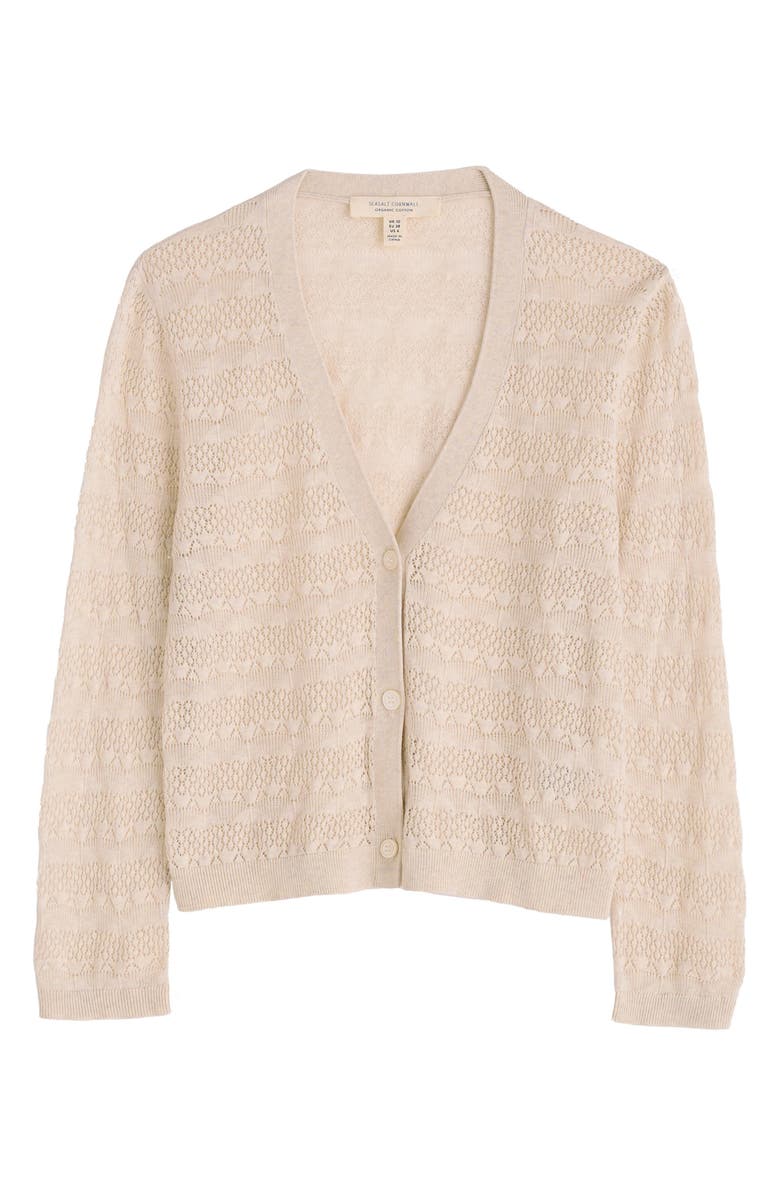 Seasalt Cornwall Sweet Day Pointelle Organic Cotton Cardigan, Alternate, color, Knit Melange Chalk