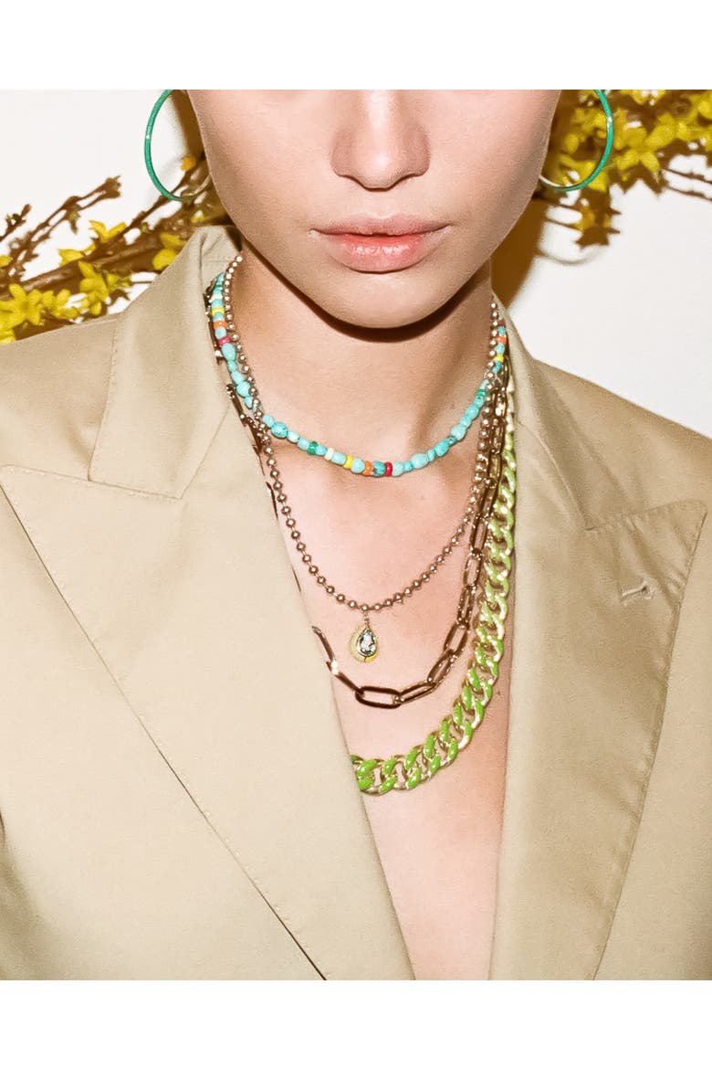 Turquoise Nuggets Sunrise Collar Necklace, Alternate, color, 92.5 Sterling Silver