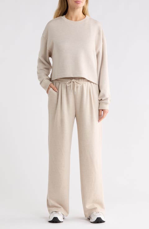 Marvelle Crewneck Sweatshirt & Wide Leg Pants Lounge Set