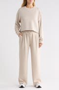 90 DEGREE BY REFLEX Marvelle Crewneck Sweatshirt & Wide Leg Pants Lounge Set