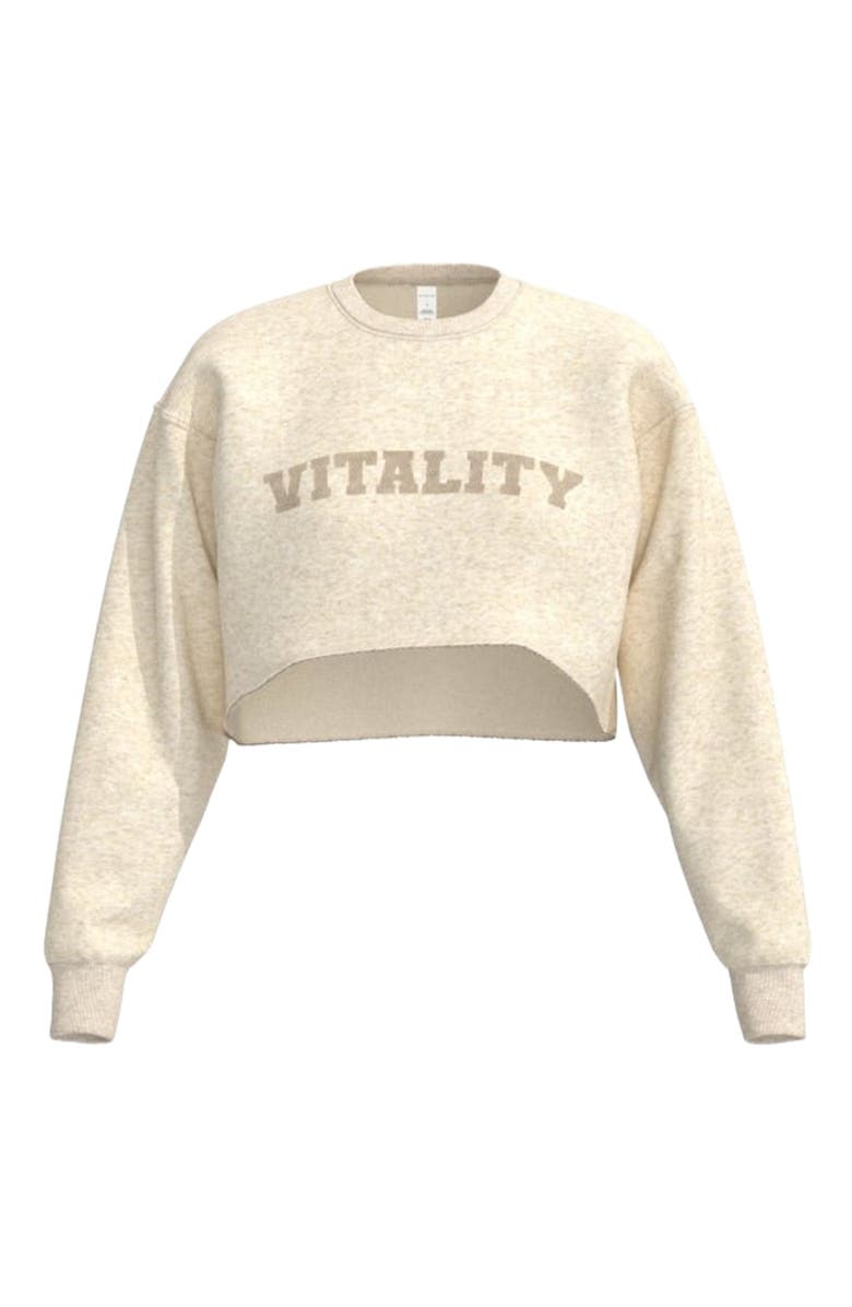 Vitality Cozy Raw Hem Crop, Alternate, color, Oat Marl