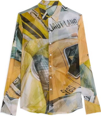 Relaxed Long Sleeve Silk Button-Up Shirt