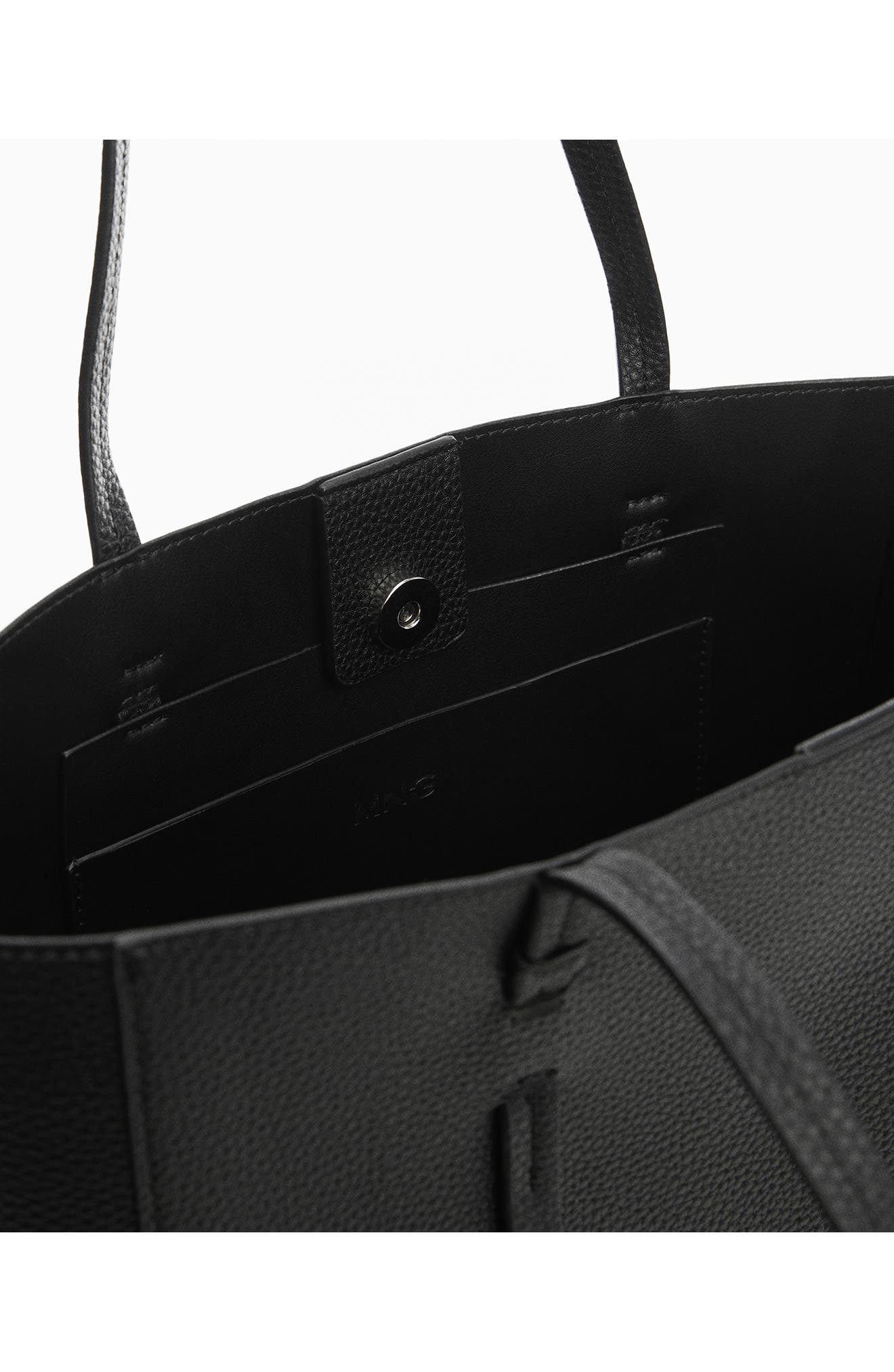 MANGO Faux Leather Shopper Tote, Alternate, color, 