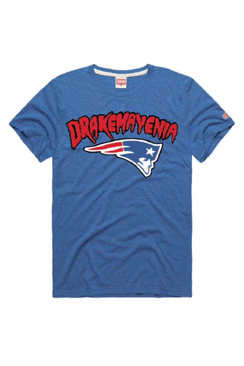 Unisex Homage Drake Maye Royal New England Patriots Drakemayenia Tri-Blend T-Shirt, Main, color, Royal