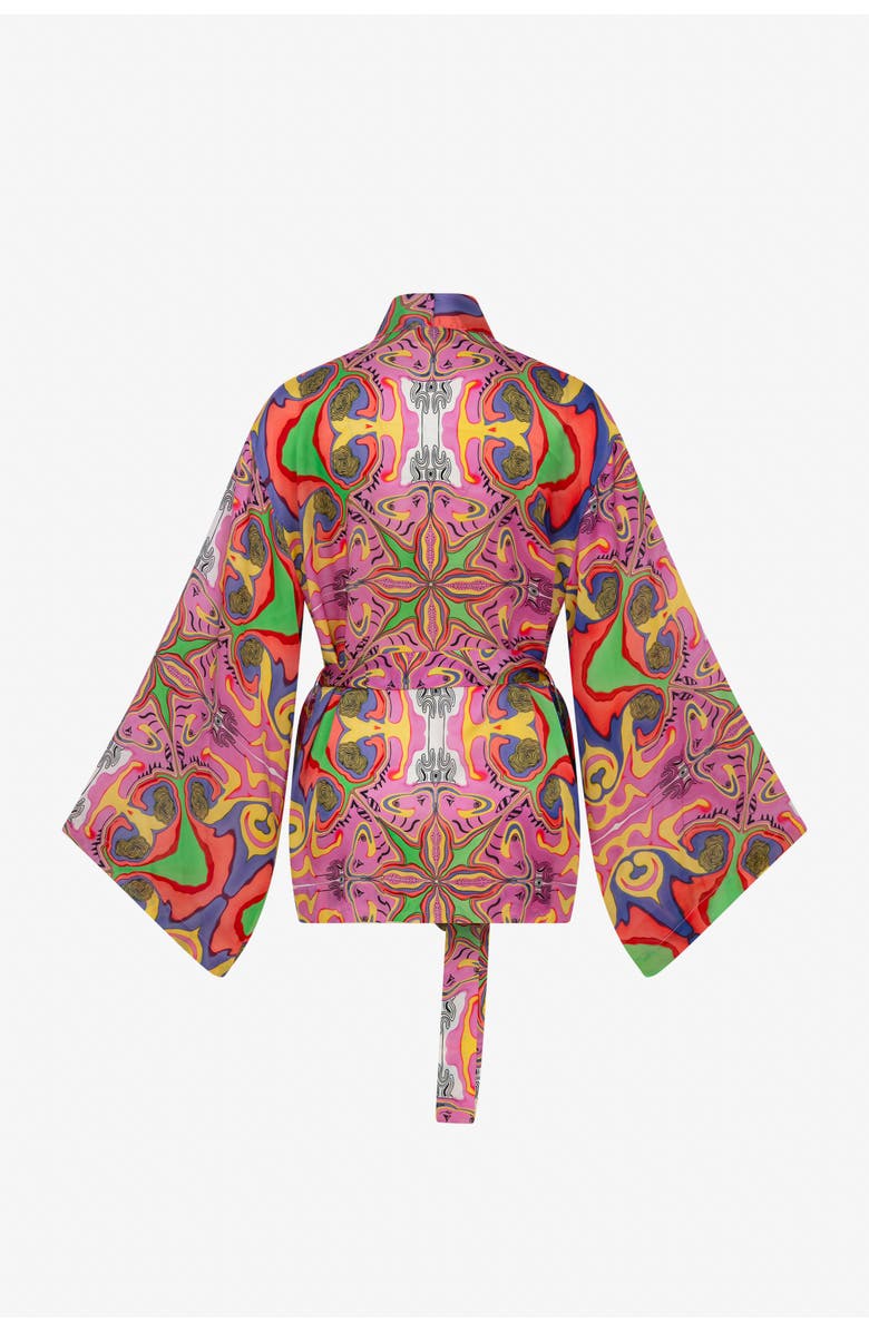 Je Te Veux Psychedelic Printed Blushwave Short Kimono, Main, color, Pink