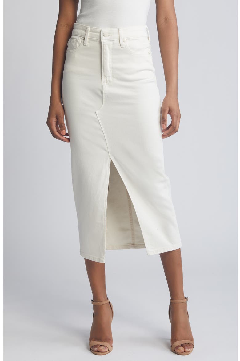 Denim Midi Skirt, Main, color, CLOUD WHITE001