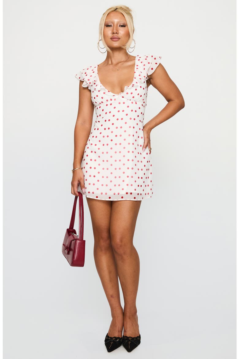 I Guess So Polka Dot Minidress, Alternate, color, WHITE / BURGUNDY