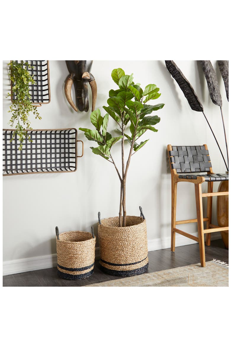 Green Faux Foliage Artificial Fiddle Fig Leaf Tree, Alternate, color, GREEN