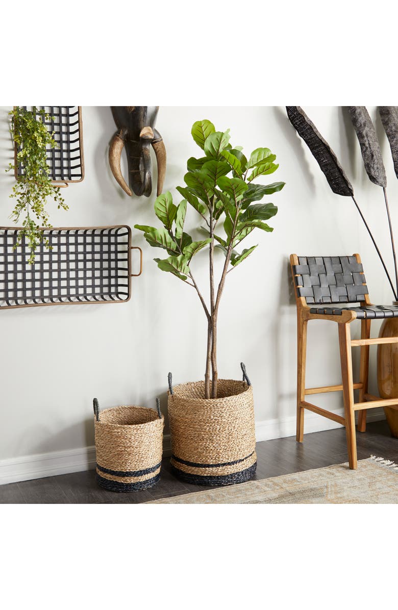 GINGER BIRCH STUDIO Green Faux Foliage Artificial Fiddle Fig Leaf Tree, Alternate, color, Green