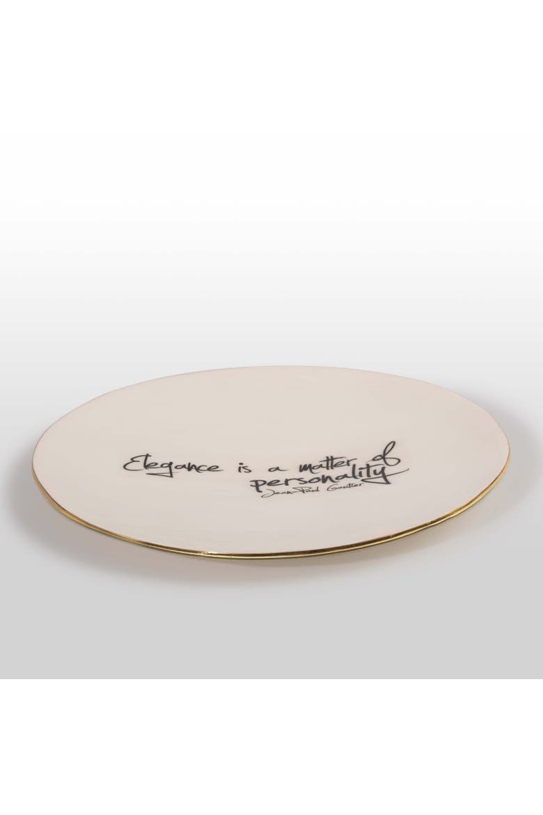 "Elegance Is A Matter Of Personality" Jean Paul Gaultier - Large Platter with Quote, Alternate, color, White