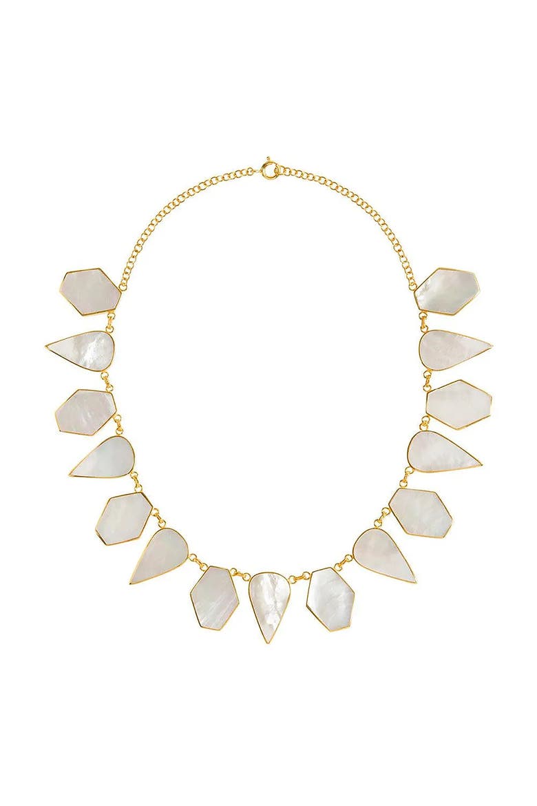 Warrioress Mother of Pearl Necklace, Main, color, White