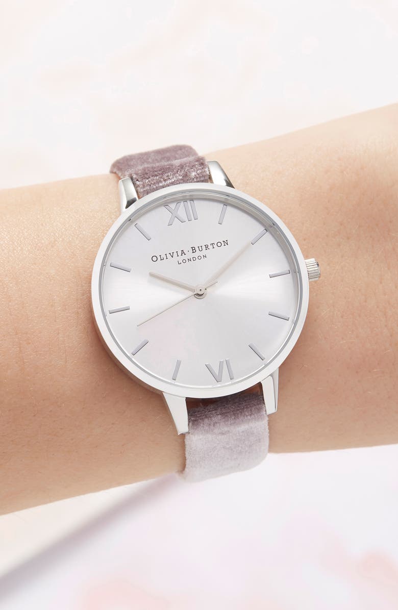 Olivia Burton Velvet Strap Watch, 34mm, Alternate, color, 