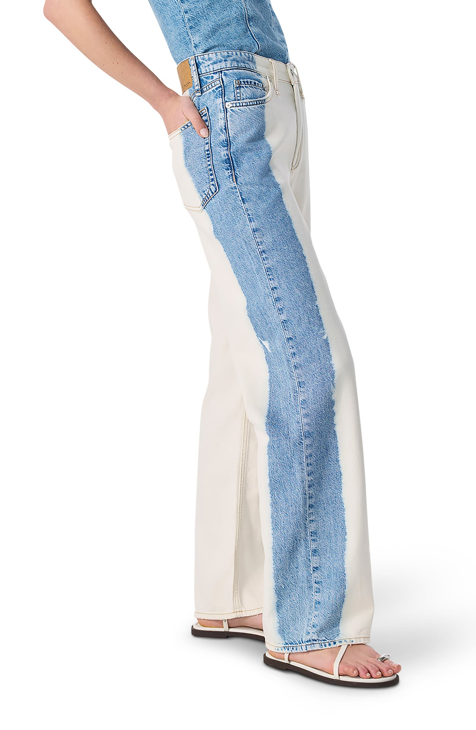 rag & bone Featherweight Logan TwoTone Mid Rise Wide Leg Jeans