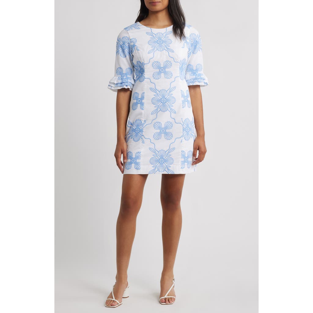 Lilly Pulitzer ® Fiesta Embroidered Sheath Minidress In Blue