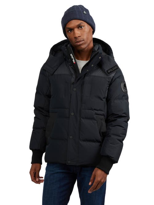 Pajar Comet Mixed Media Puffer With Detachable Hood In Black