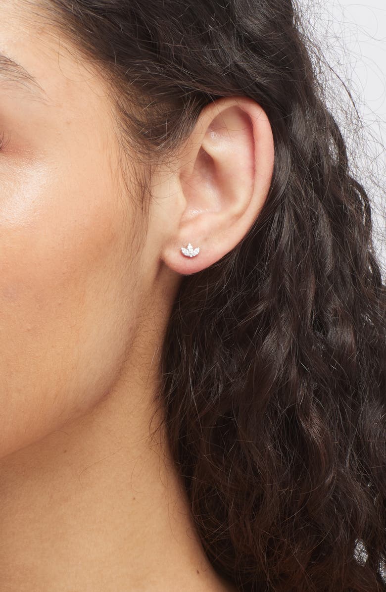 MARIA TASH Engraved Diamond Lotus Single Stud Earring, Alternate, color, 18K White Gold/ Diamond