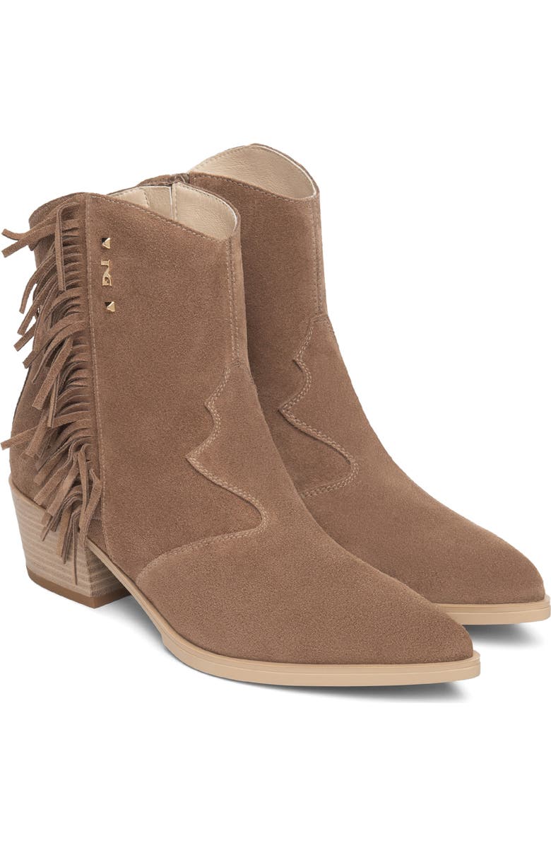 NeroGiardini Fringe Western Bootie, Main, color, Whiskey