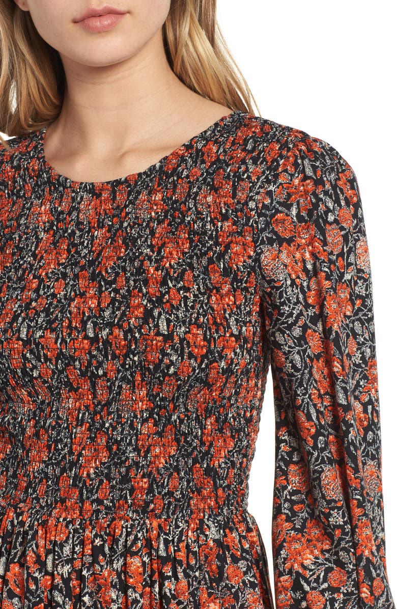 Hinge Print Smocked Bodice Dress, Alternate, color, 