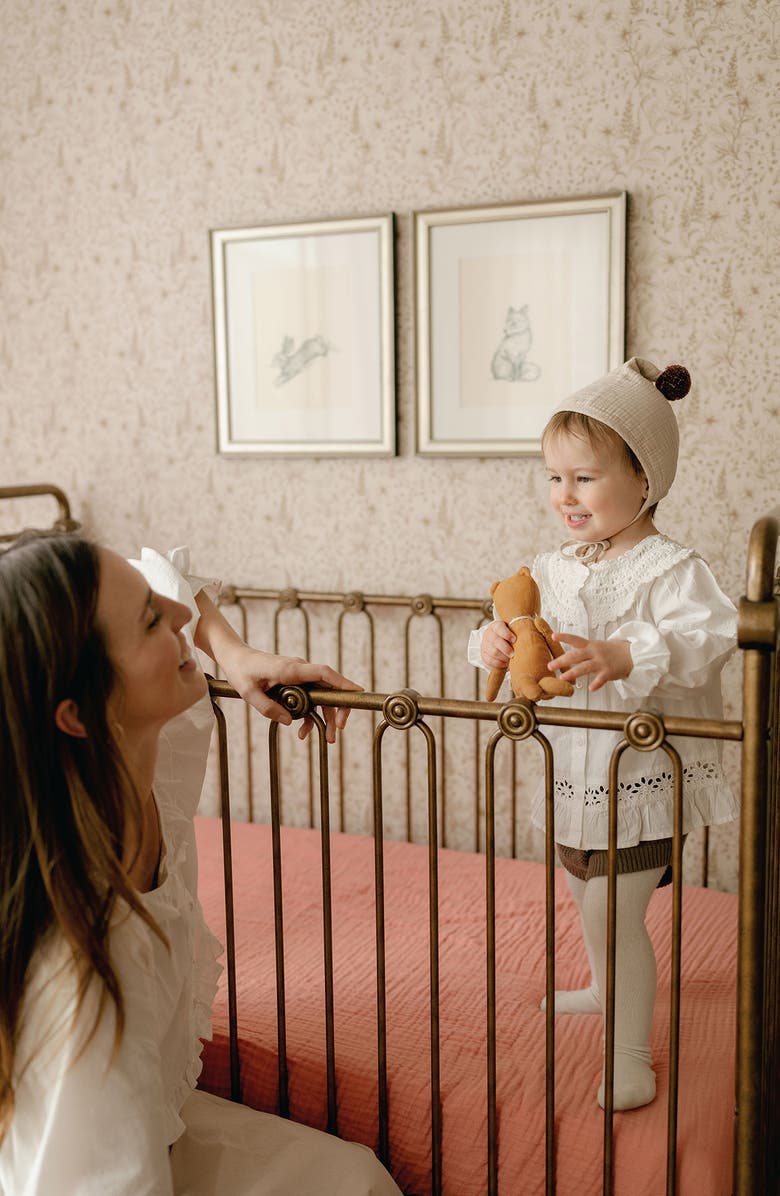 Oilo Organic Cotton Muslin Crib Sheet, Alternate, color, Rose