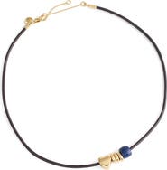 Madewell Lapis Lazuli Charm Leather Choker Necklace