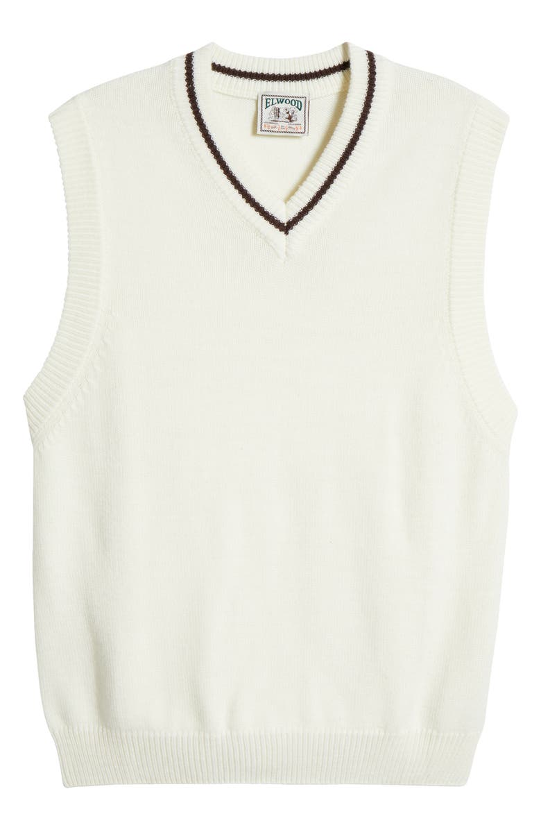 Elwood Townsend Tipped V-Neck Sweater Vest, Alternate, color, Off White
