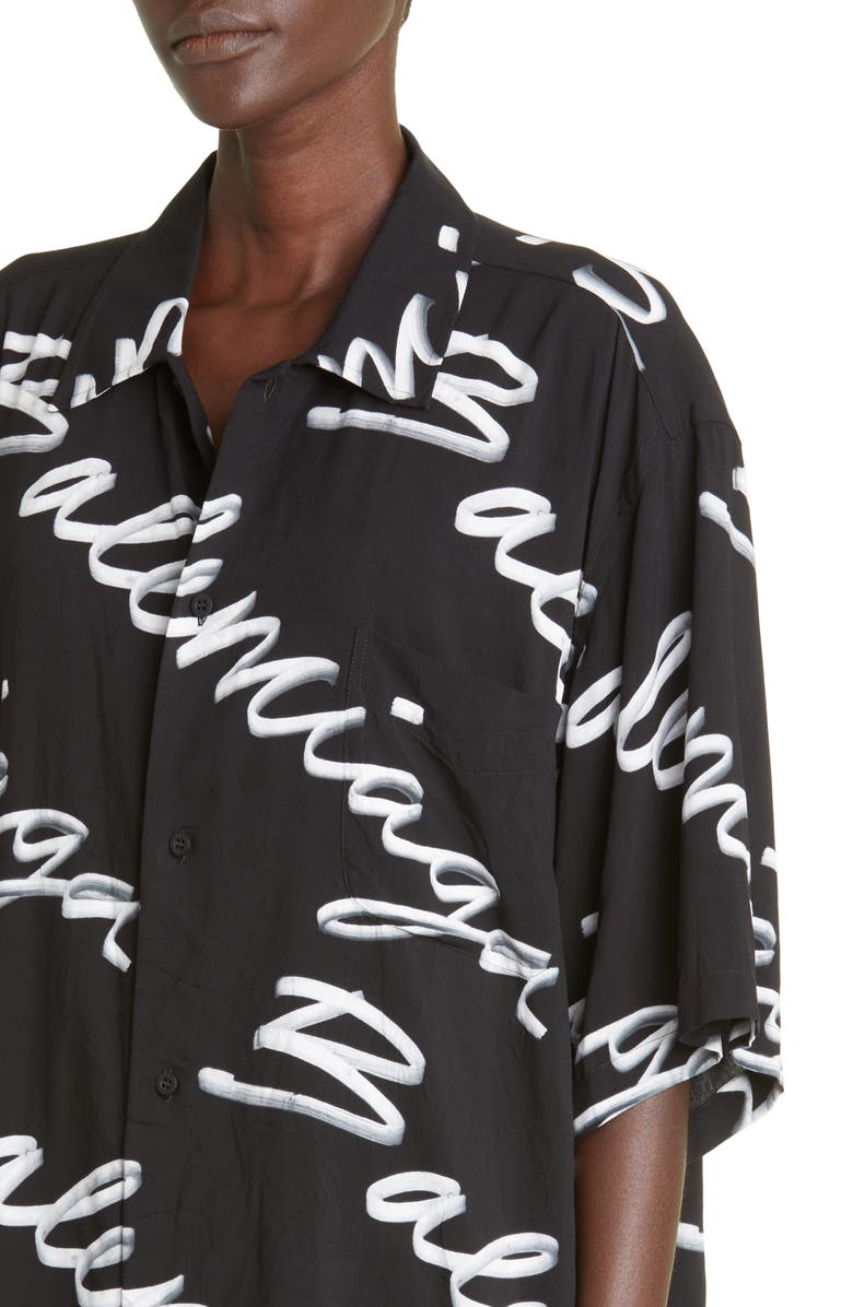 Balenciaga Women's Scribble Print Logo Blouse, Alternate, color, 
