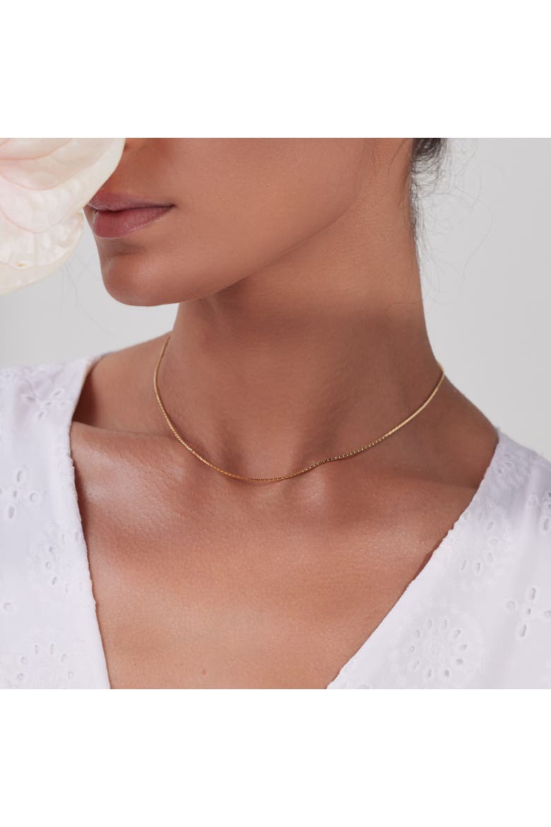 18k Gold Plated Sterling Silver Lydia Basic Box Chain Necklace Gift Idea, Alternate, color, Gold