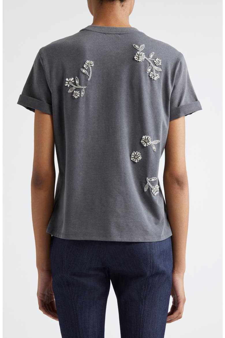Bree Crystal Vine Detail Stretch Cotton T-Shirt, Alternate, color, WASHED BLACK