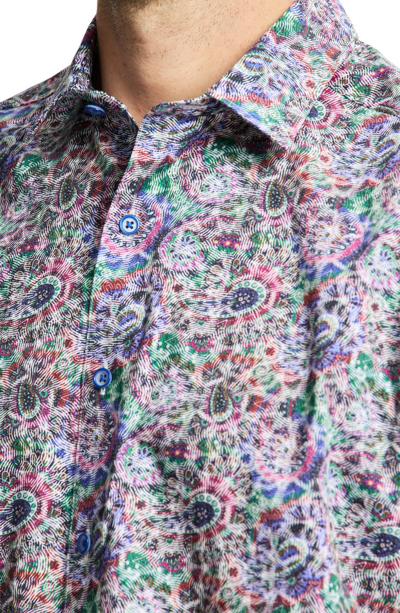Robert Graham Elmore Short Sleeve Cotton Button-Up Shirt, Alternate, color, Blue Multi