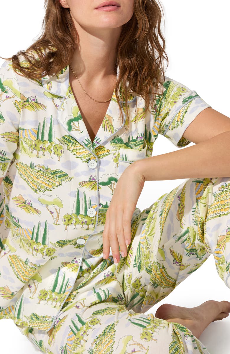 BedHead Pajamas Print Jersey Crop Pajamas, Alternate, color, Wine Country